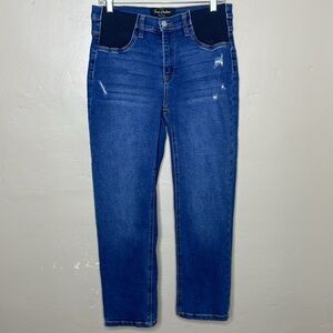 SAVI PARKER Maternity Jeans Straight Leg Distressed Elastic Waist Panels Small